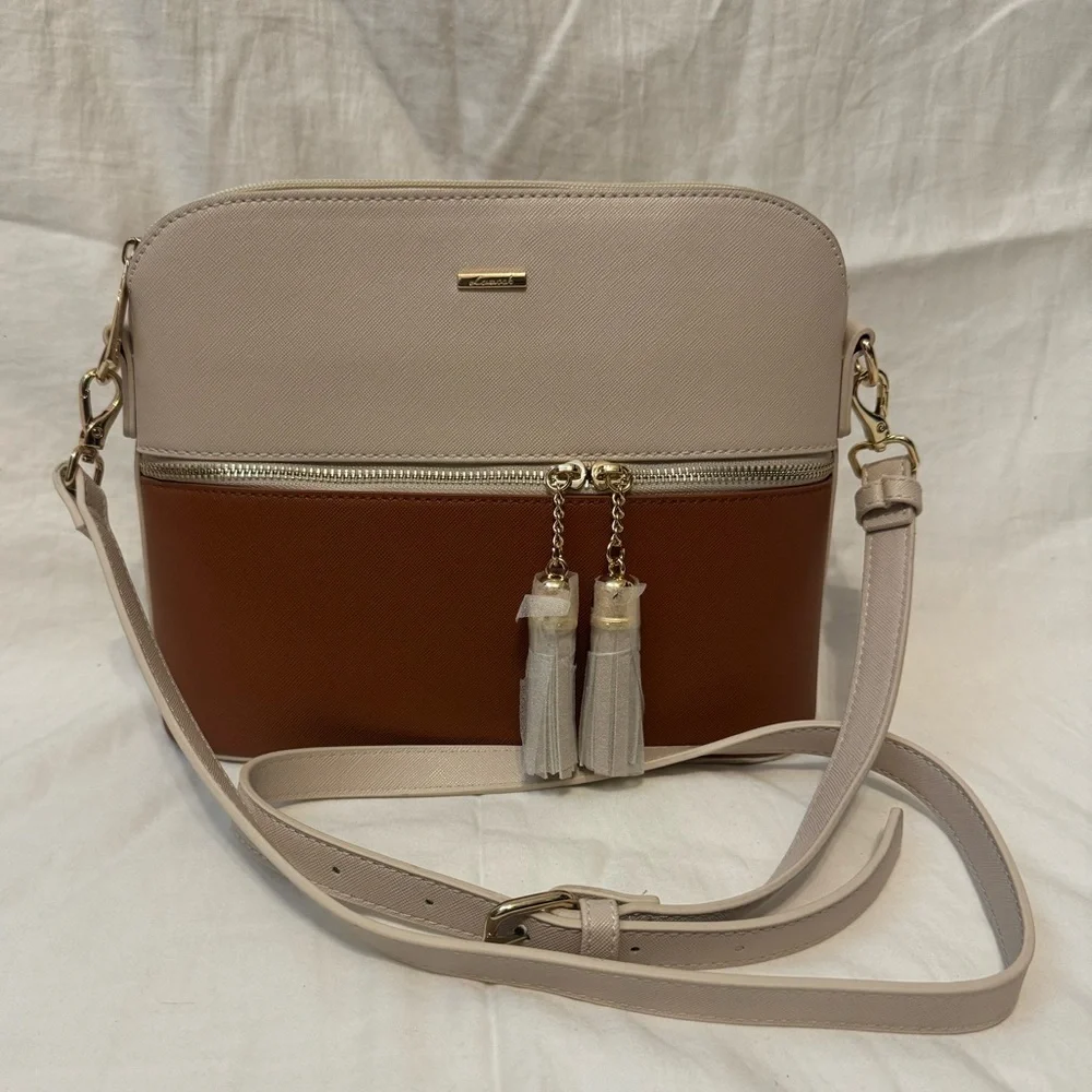 NWOT LOVEVOOK Brown and Cream Adjustable Crossbody